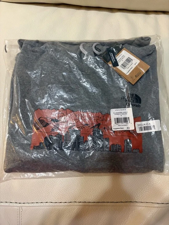 The North Face Gray Hoodie with Orange Colorado Skyline Graphic - Picture 2 of 4